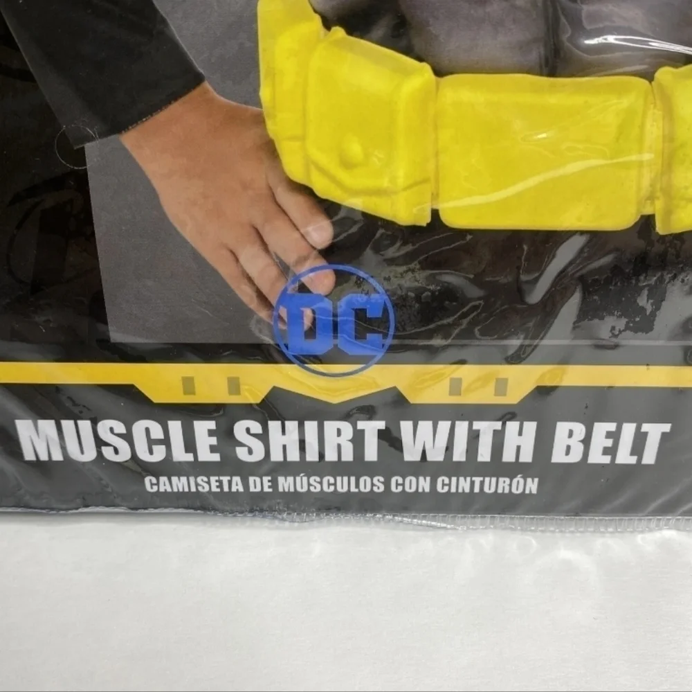 NWT Batman Muscle Shirt w/ Belt Halloween Costume Cosplay Child Standard Size